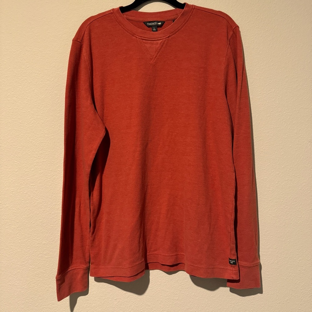 Toad&Co. Mens Large Long Sleeve Thick Thermal Burnt Orange Outdoor Hiking Fall